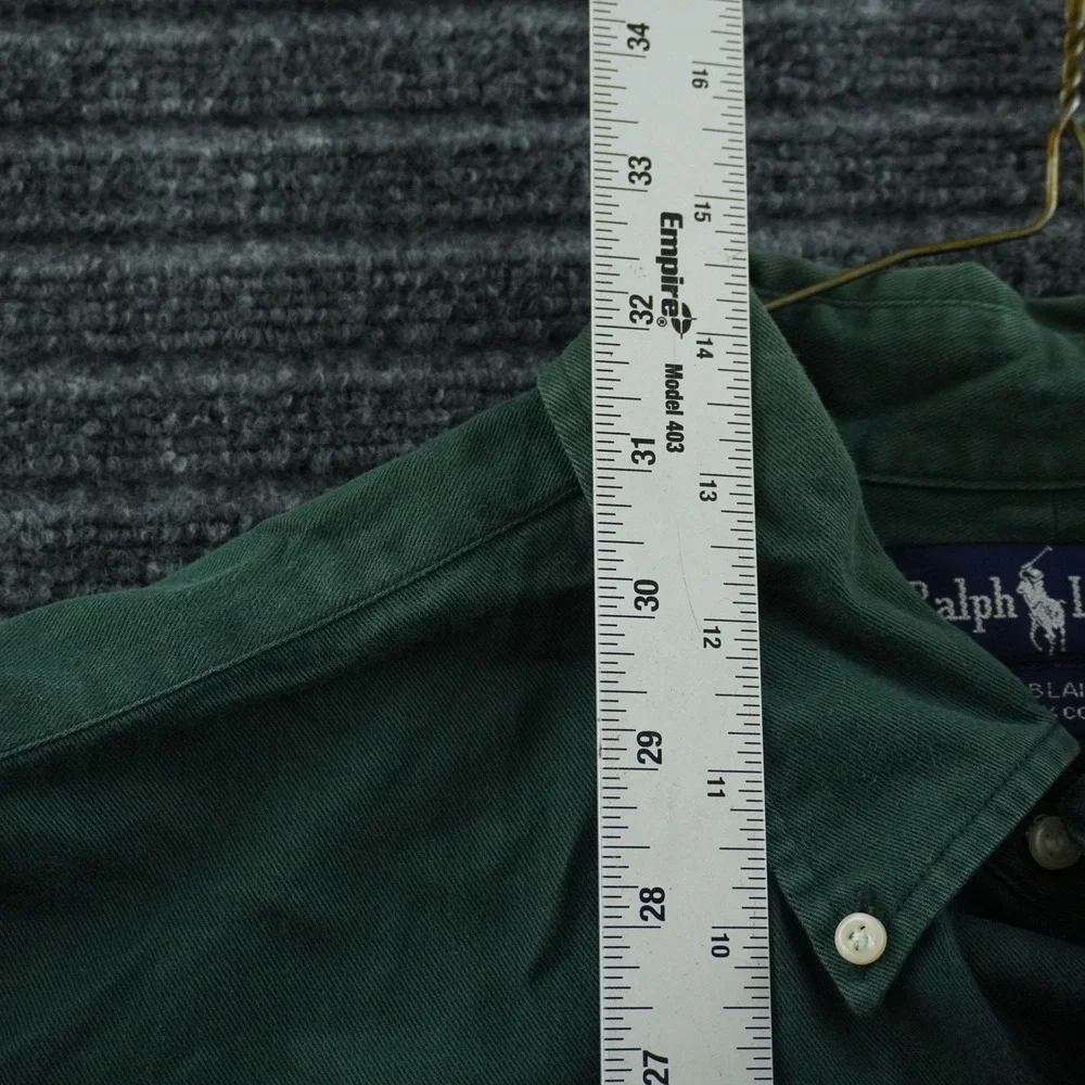 Vintage Polo Ralph Lauren Button Down Shirt L Green Blaire Cotton Long Sleeve